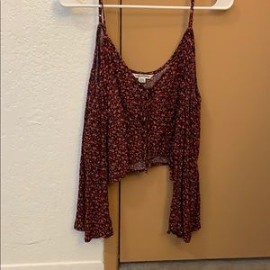 Cropped Flowy Cold Shoulder American Eagle Top